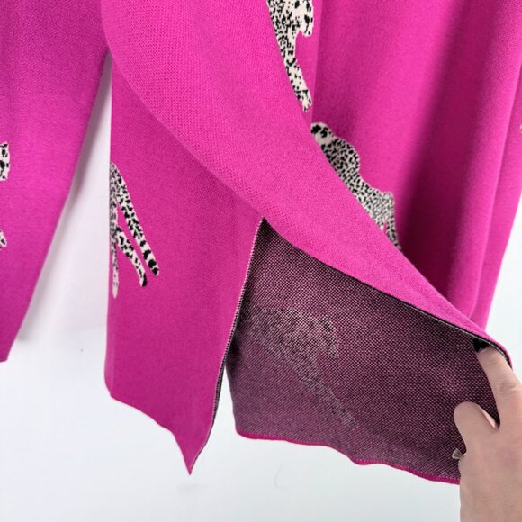 NWT Entro Primal Print Mock Neck Sweater Chunky Hot Pink Size Large L NEW - Picture 6 of 12